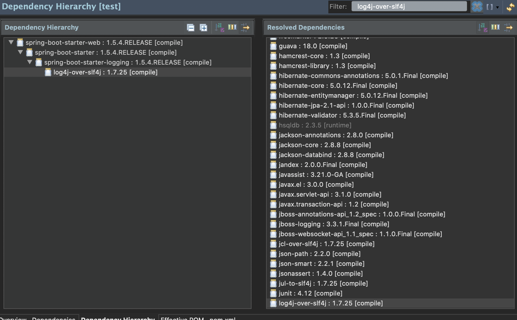 springboot log4j-over-slf4j not exists in spring-boot-starter-logging/pom.xml