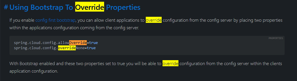 Spring Cloud Config The wording of the client's settings override can be confusing and would be good to fix