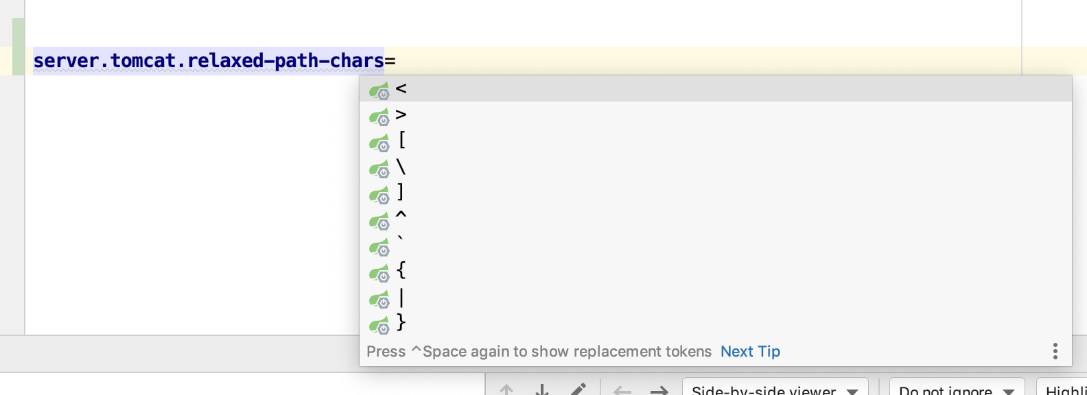 SpringBoot Provide configuration properties for configuring Tomcat's relaxed path and query chars